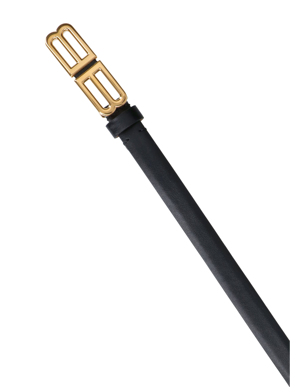 Black Slim Double B Leather Belt