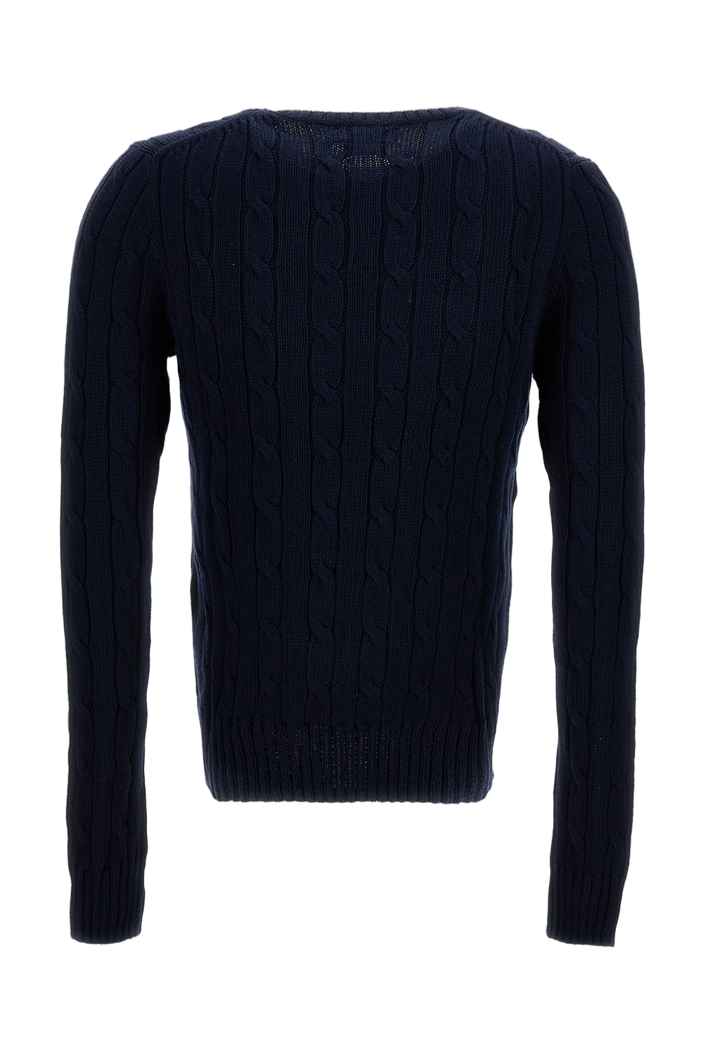 Cable-Knit Crew-Neck Pullover With Embroidered Logo