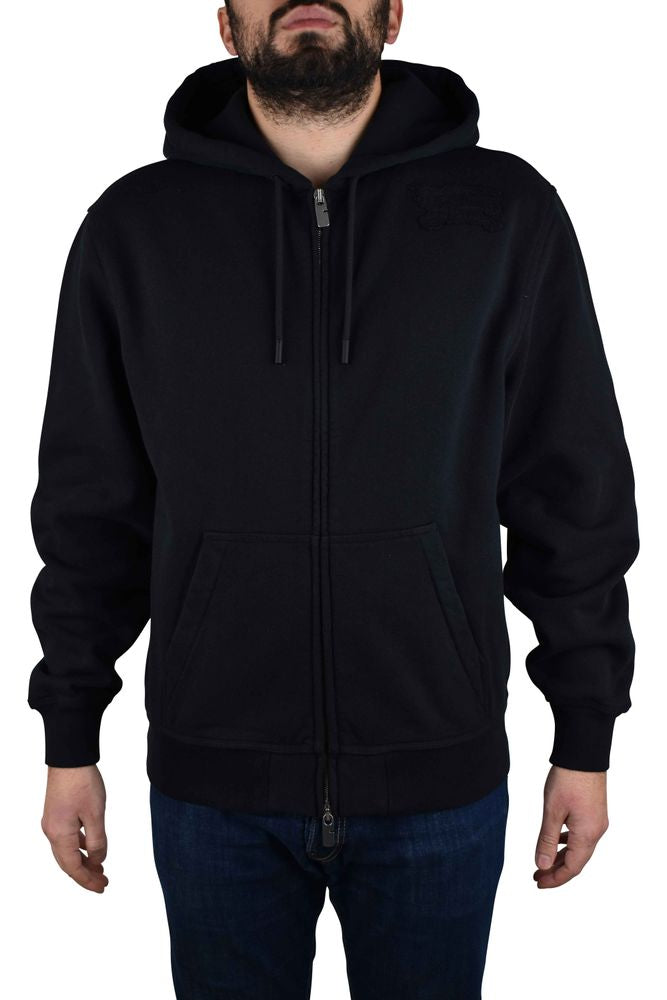 Hooded Black Cotton Vest with Embroidered Logo