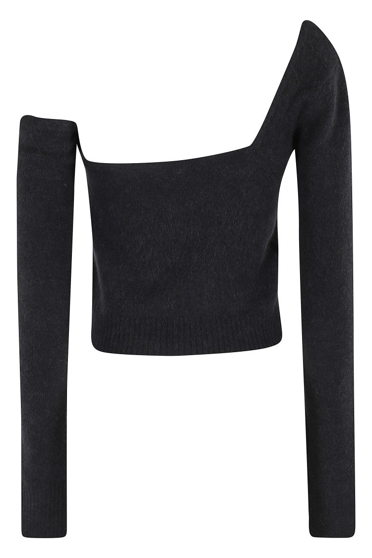 One-Shoulder Knit Sweater With Removable Sleeve