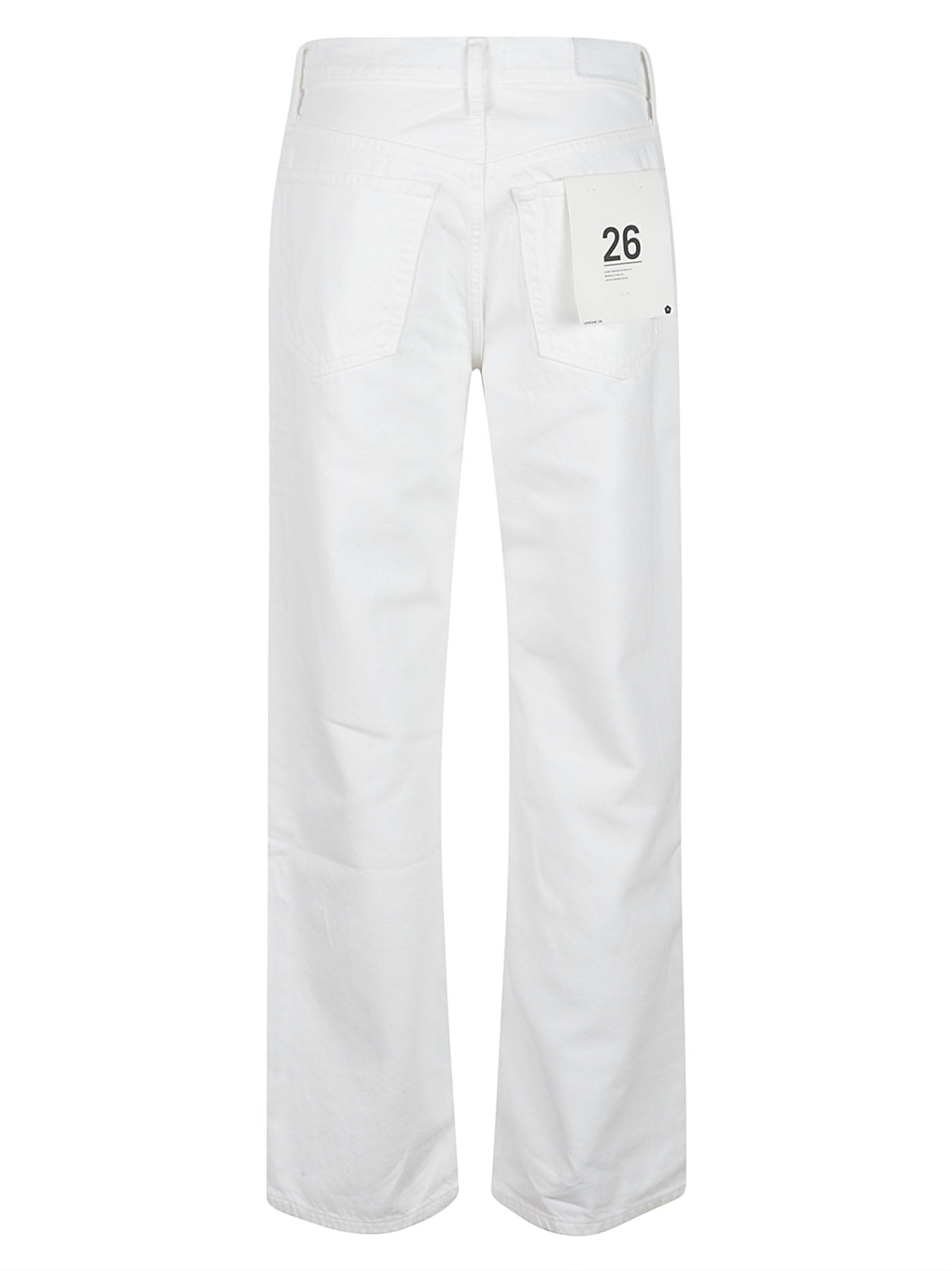 White Denim Jeans with Straight-Leg Cut
