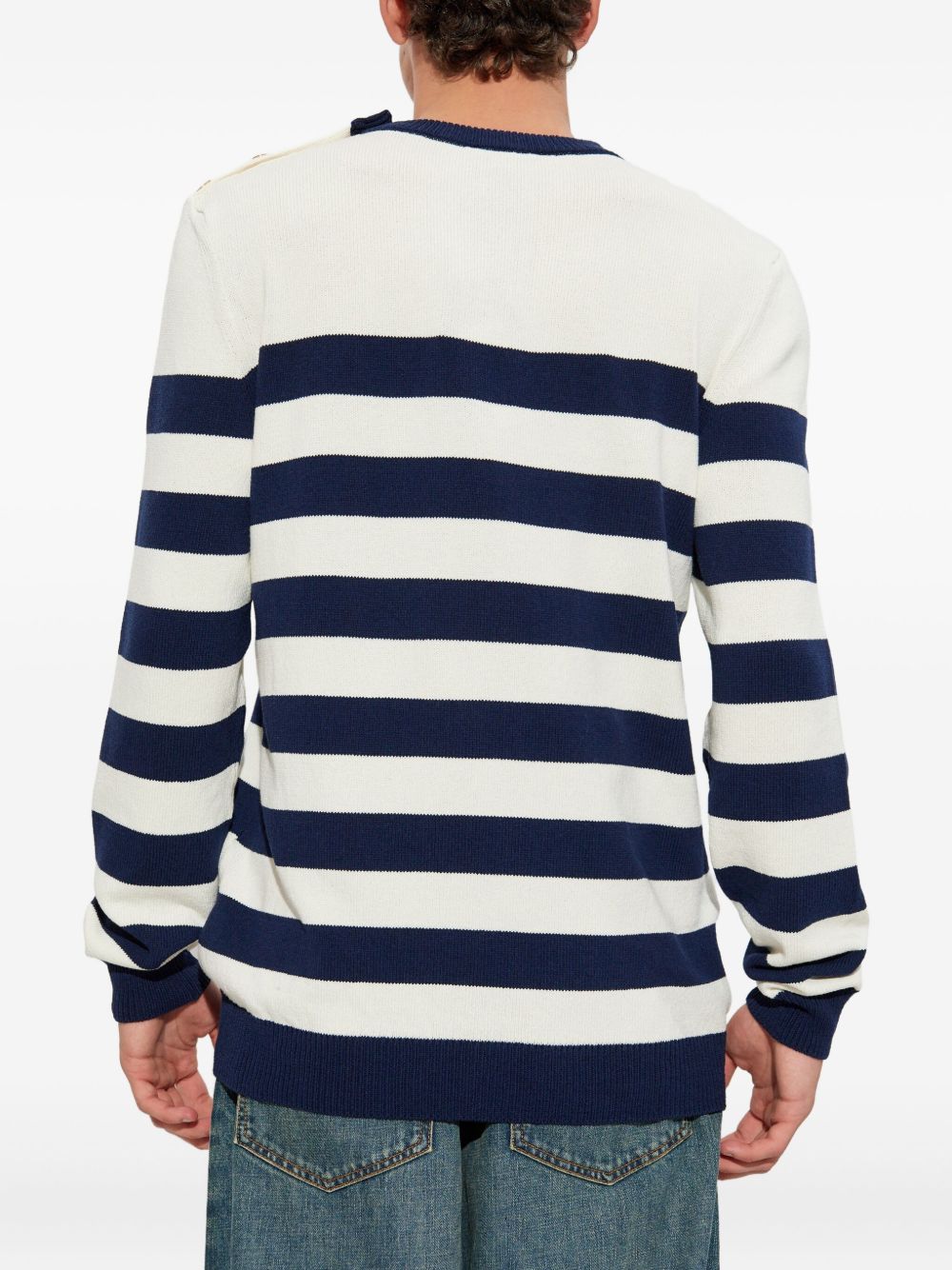 Striped Navy and White Knit Sweatshirt