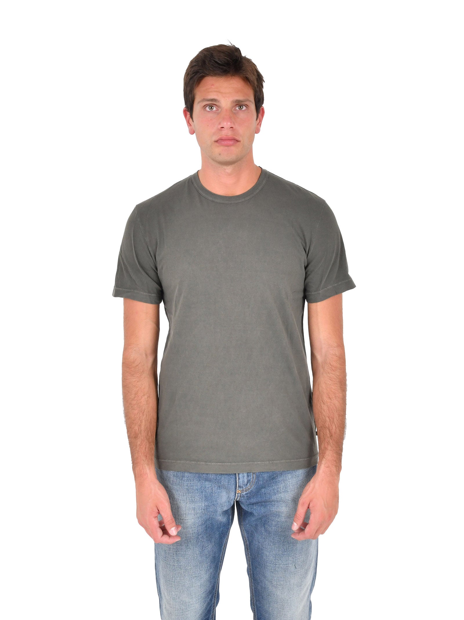 Green Wool Ribbed Crewneck T-Shirt