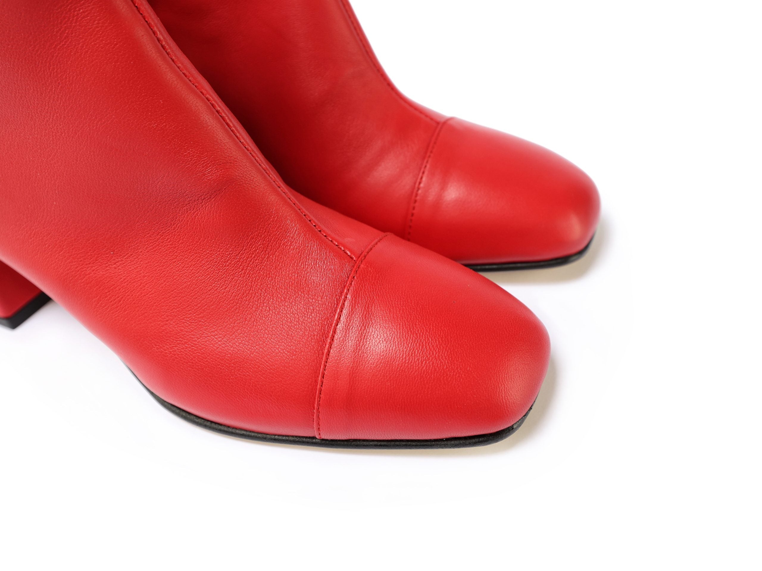 Red Nappa Leather Ankle Boots