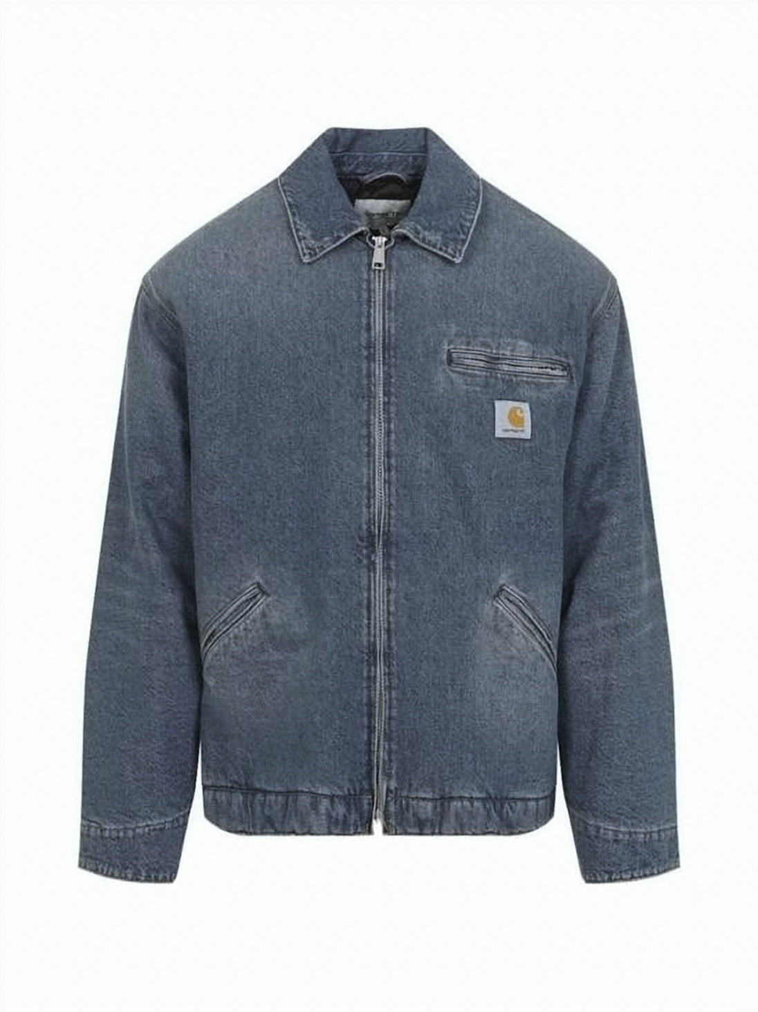 Vintage-Inspired Blue Denim Zip-Up Jacket with Classic Detailing