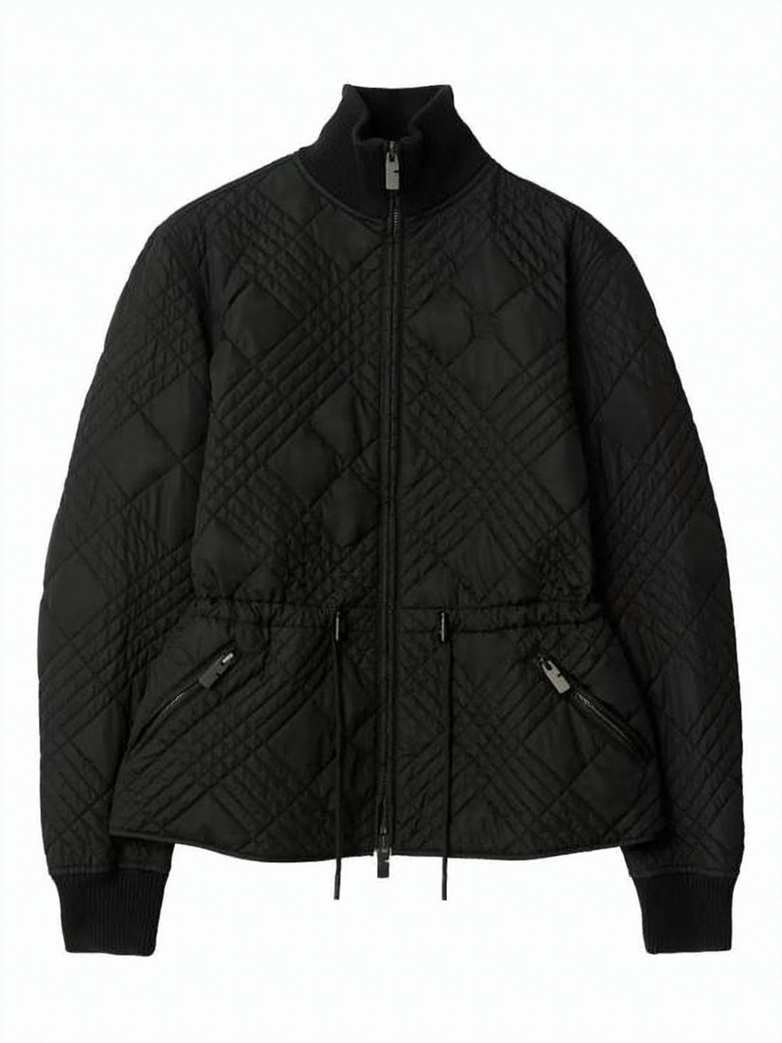 Diamond Quilted Jacket with High Collar