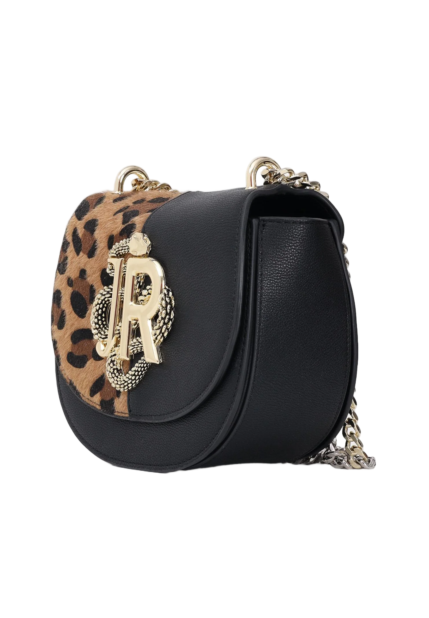Leopard Print Shoulder Bag with Gold-tone Emblem