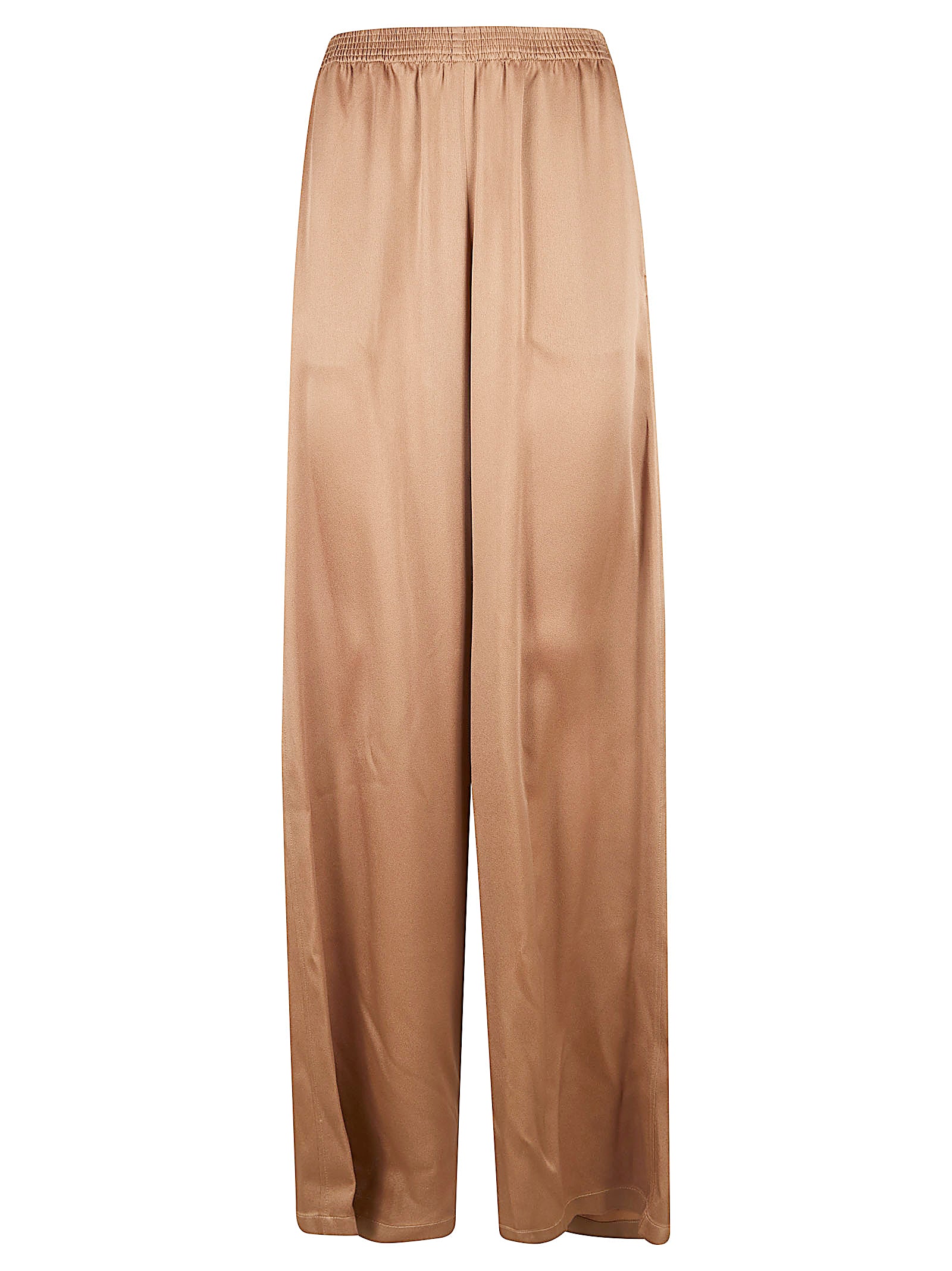 Wide-Leg Satin Trousers with Elastic Waist