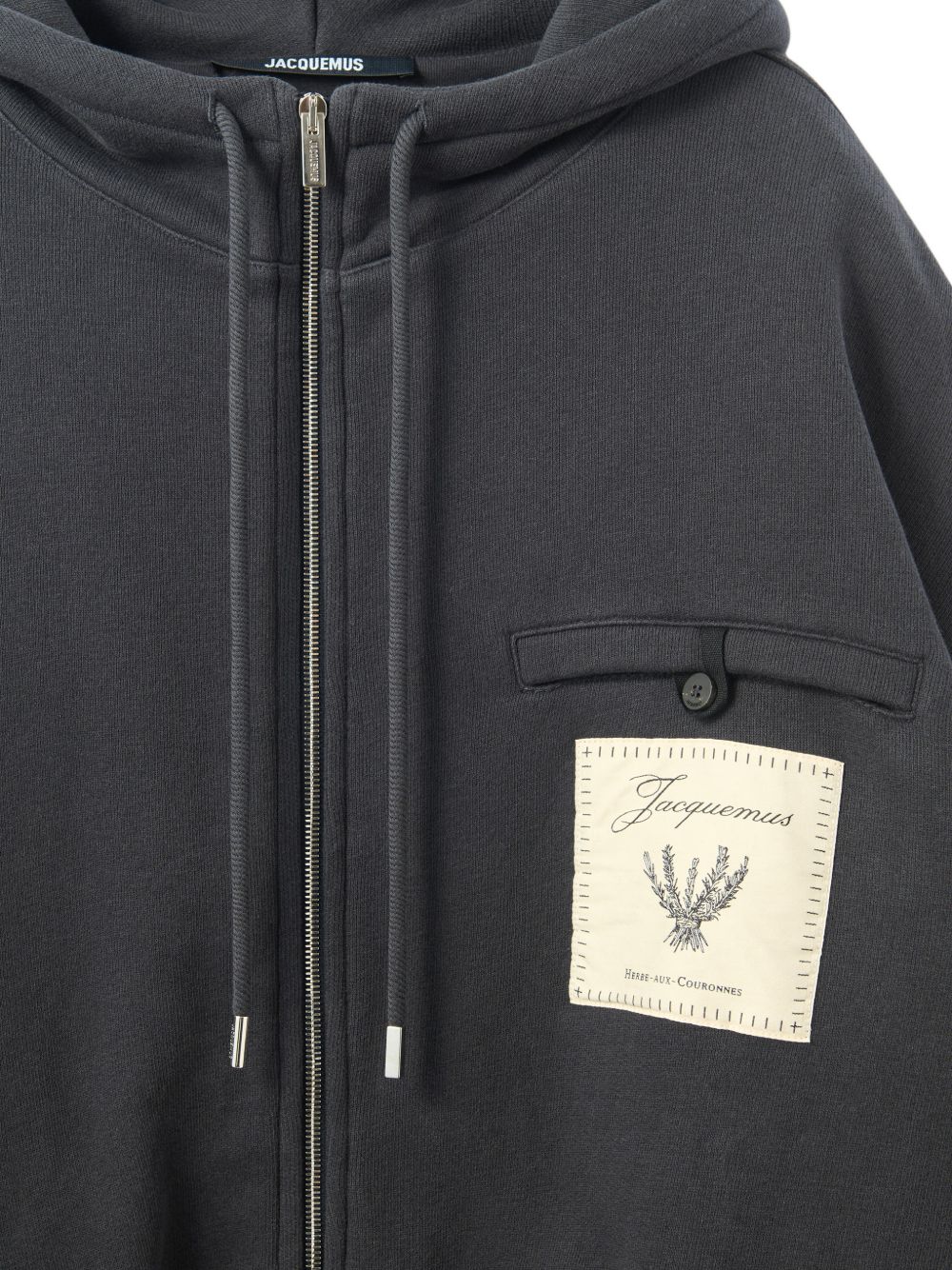 Dark Navy Blue Hooded Logo Zip-Up Sweater