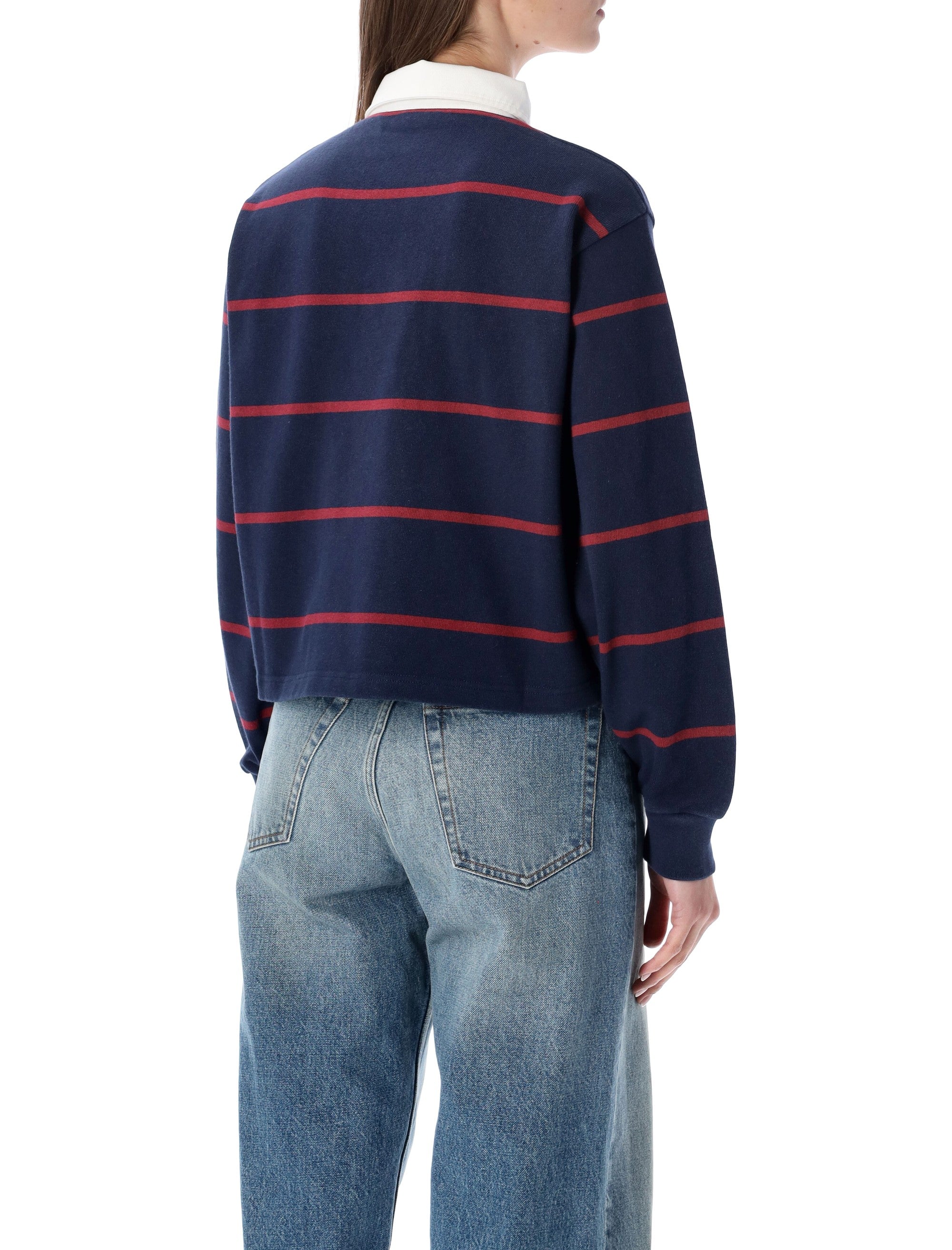 Boxy-Fit Navy and Merlot Rugby Polo