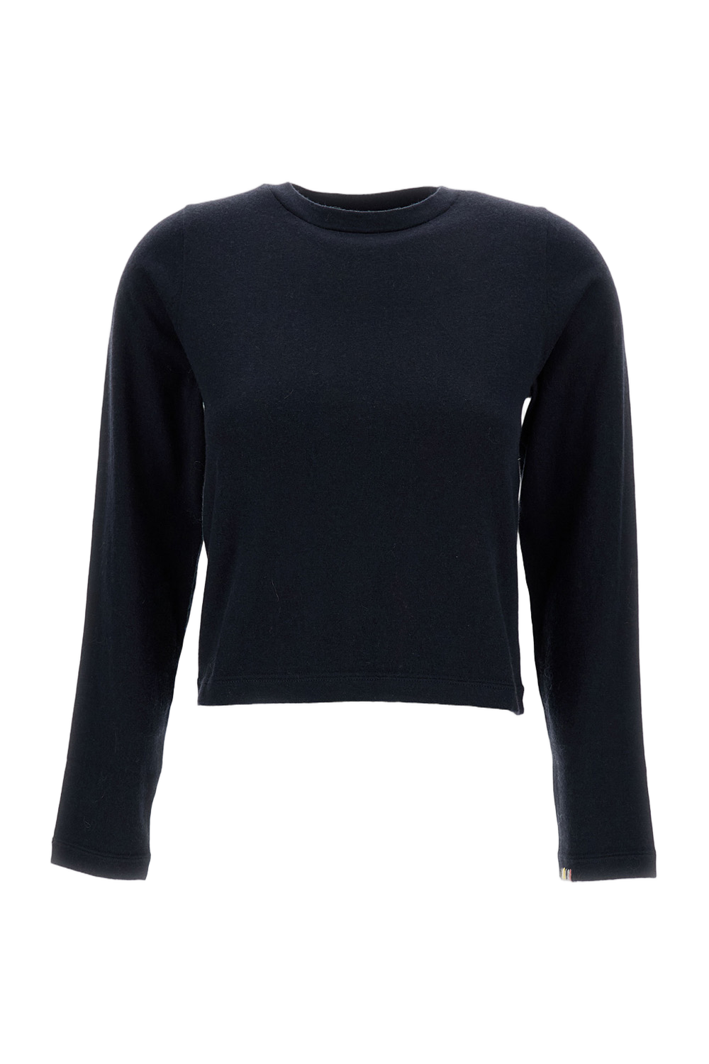 Cropped Cotton-Cashmere Blend Top With Rounded Neckline