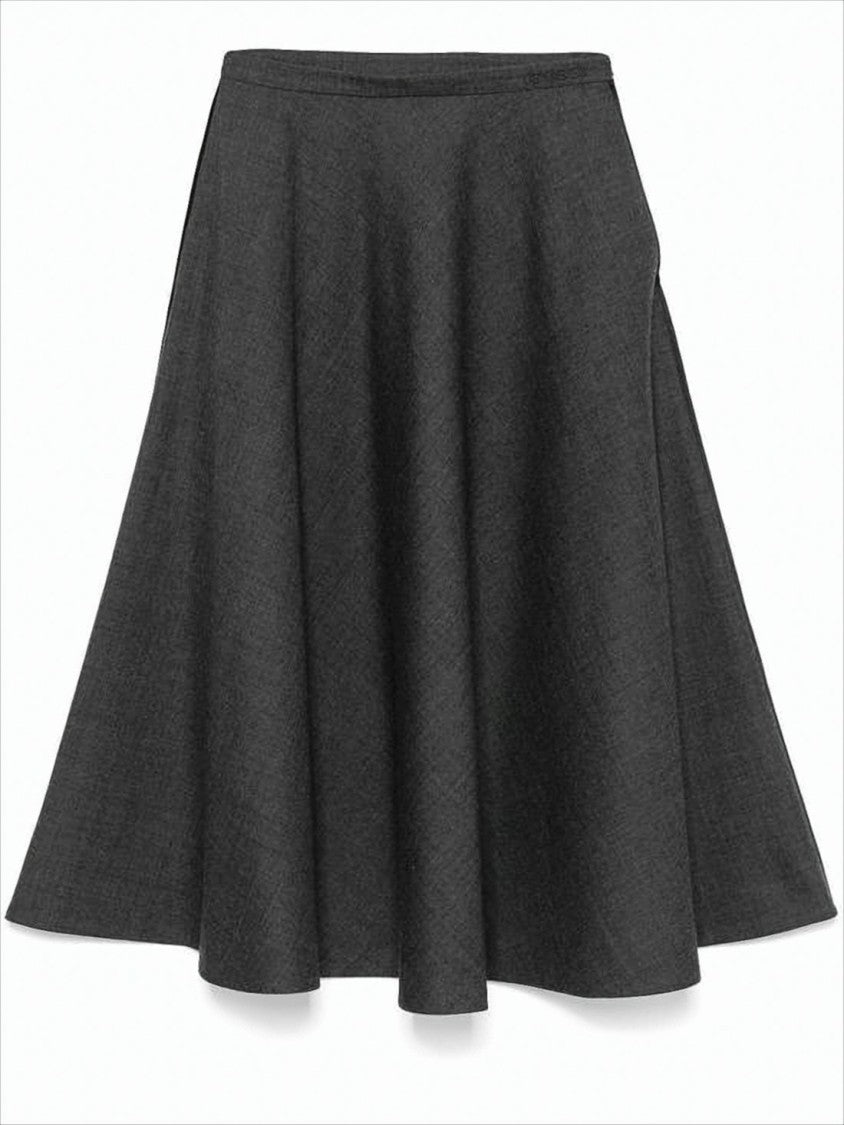 Flared Midi Skirt with Smooth Waistband