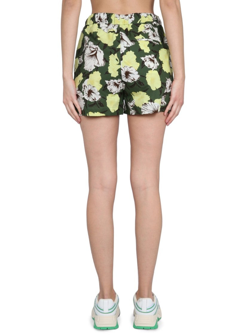 Floral Print Shorts With Elastic Waistband
