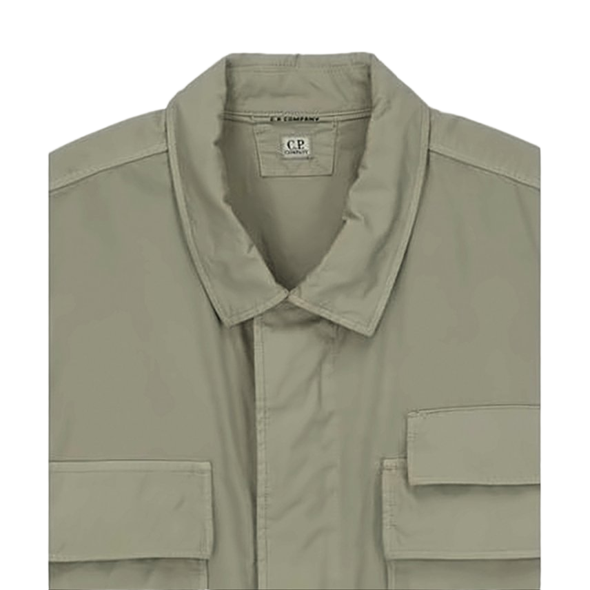 Structured Collar Long-Sleeve Shirt with Concealed Placket