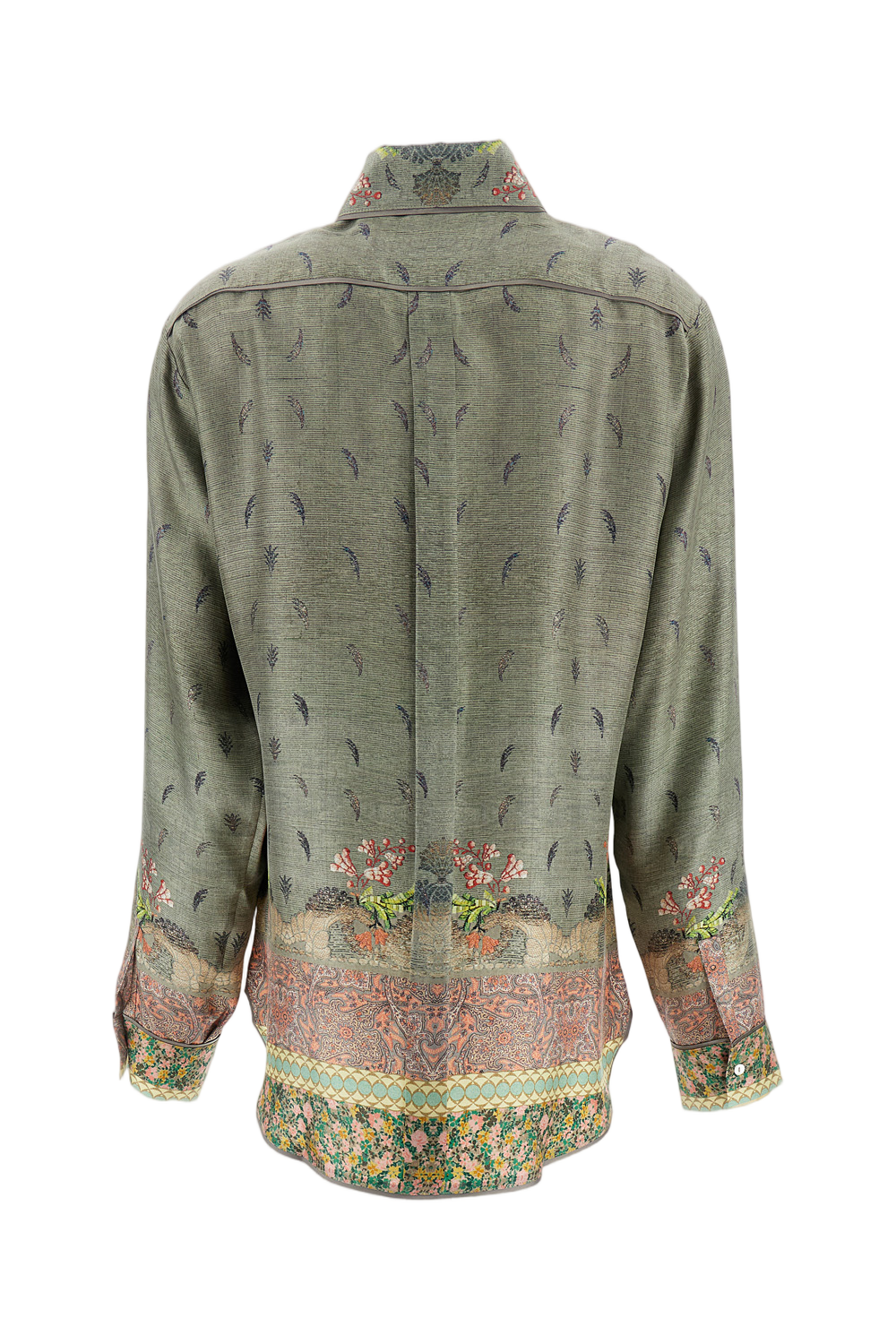 Multicolor Printed Silk Long-Sleeved Shirt