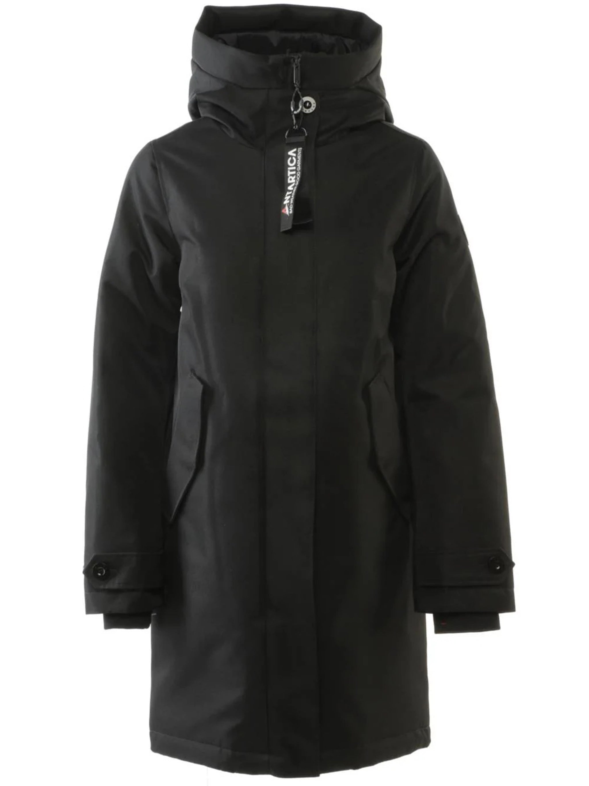 Black Hanna Long Insulated Polyester Coat