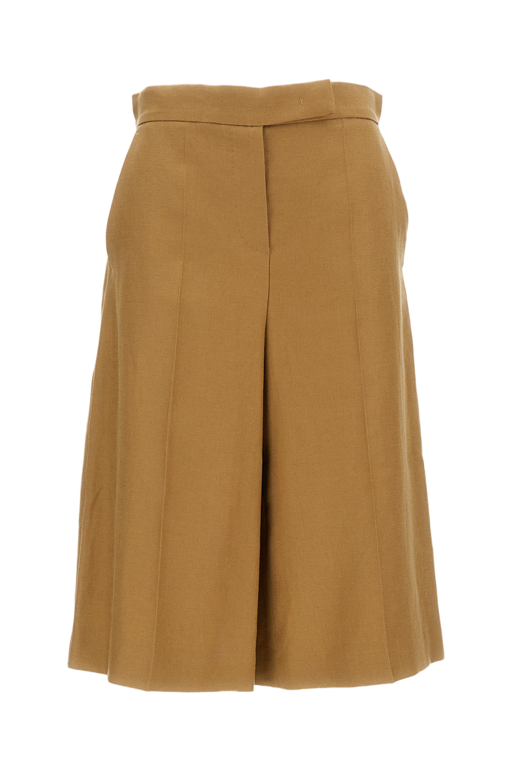 Brown Khaki Linen Bermuda Shorts