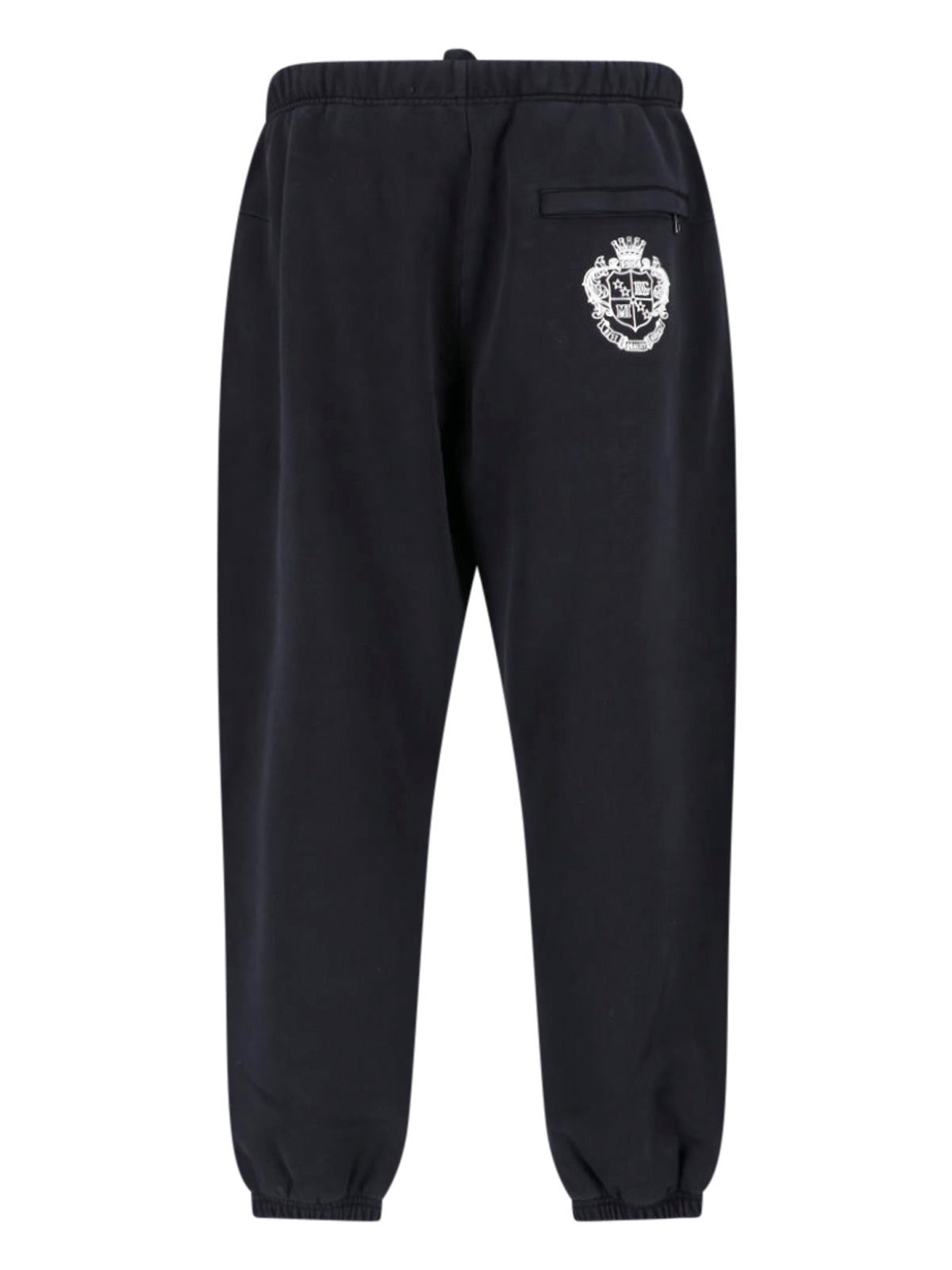 Black Logo Drawstring Cotton Sports Pants