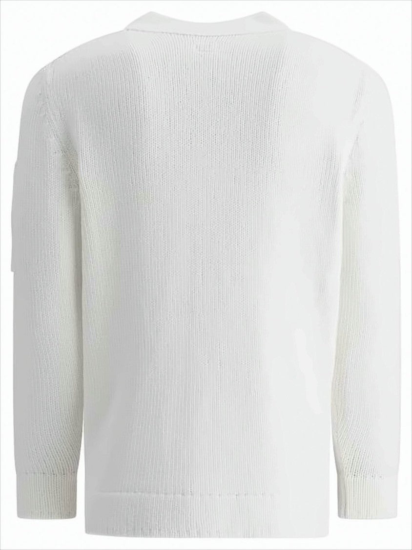 V-Neck Button-Down Knit Cardigan With Patch Detail