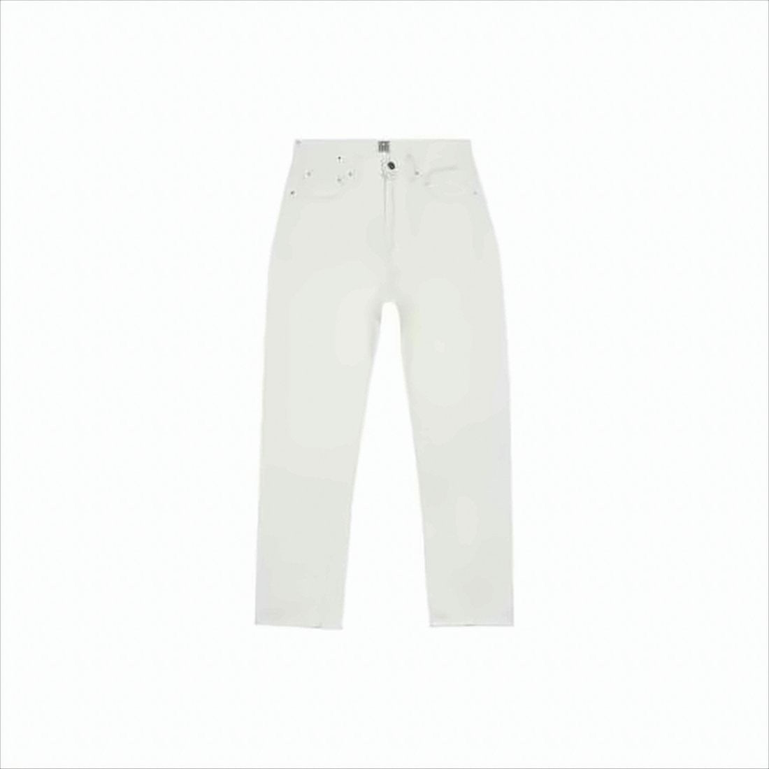 Straight-Leg White Denim Pants with High Waist