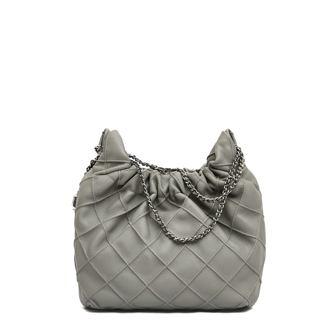 Mini Hobo Grey Leather Bag