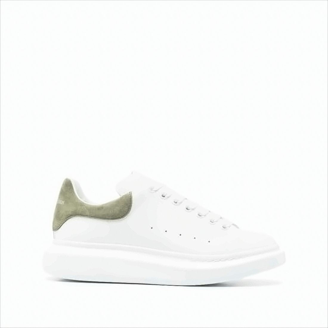 Oversized White Leather Sneakers with Suede Heel Tab