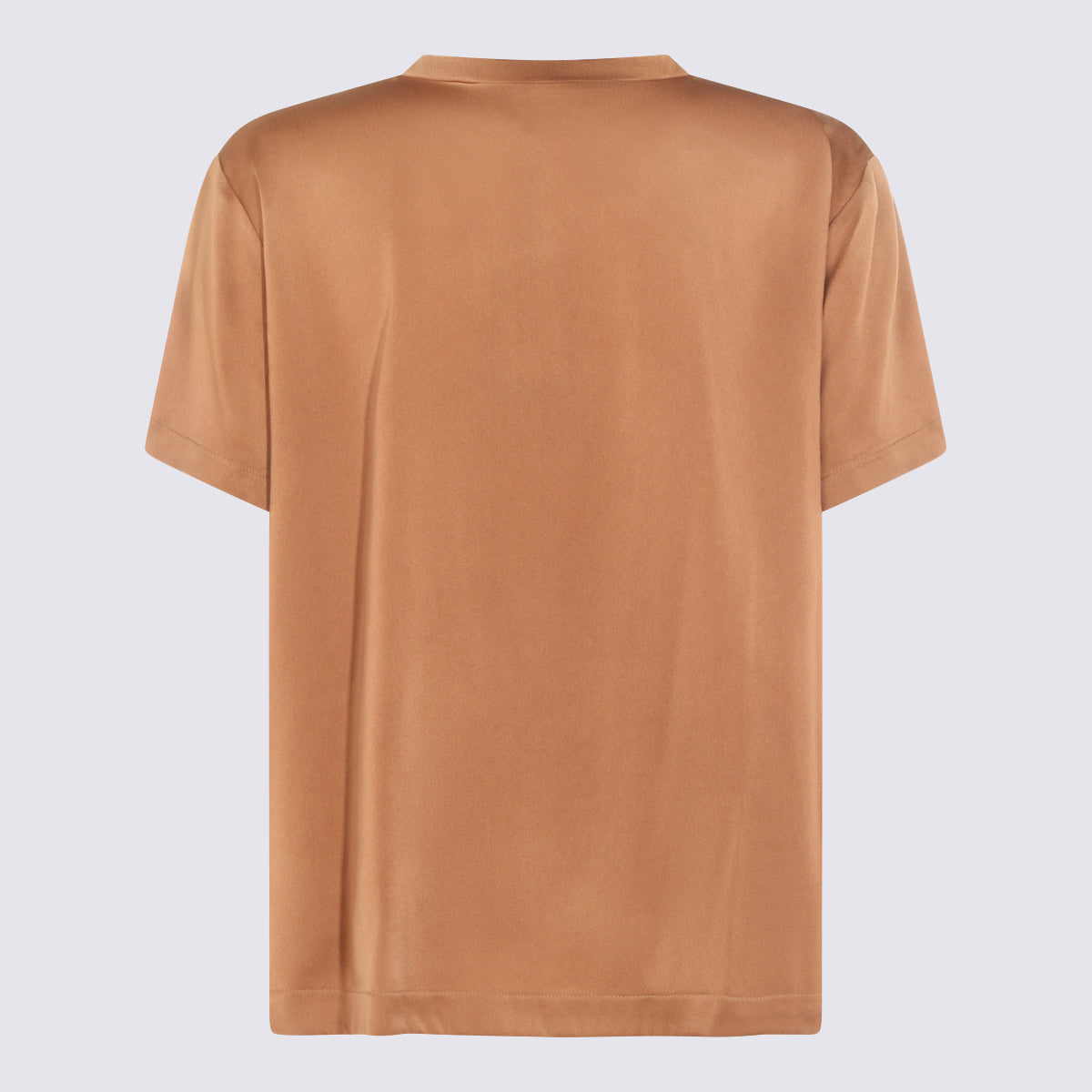 Brown V-Neck Short-Sleeve Top