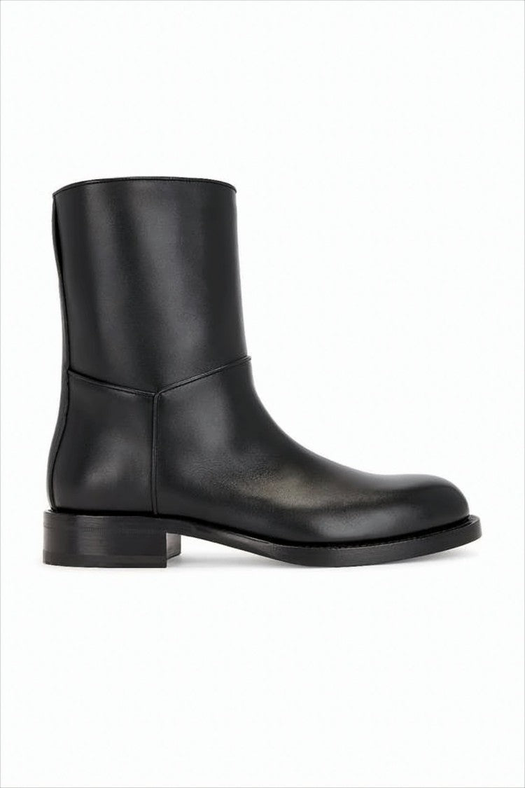 Minimalist Black Calf Leather Ankle Boots
