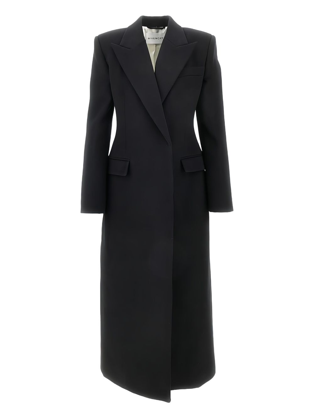 Double-Breasted Wool Midi Coat With Peak Lapels