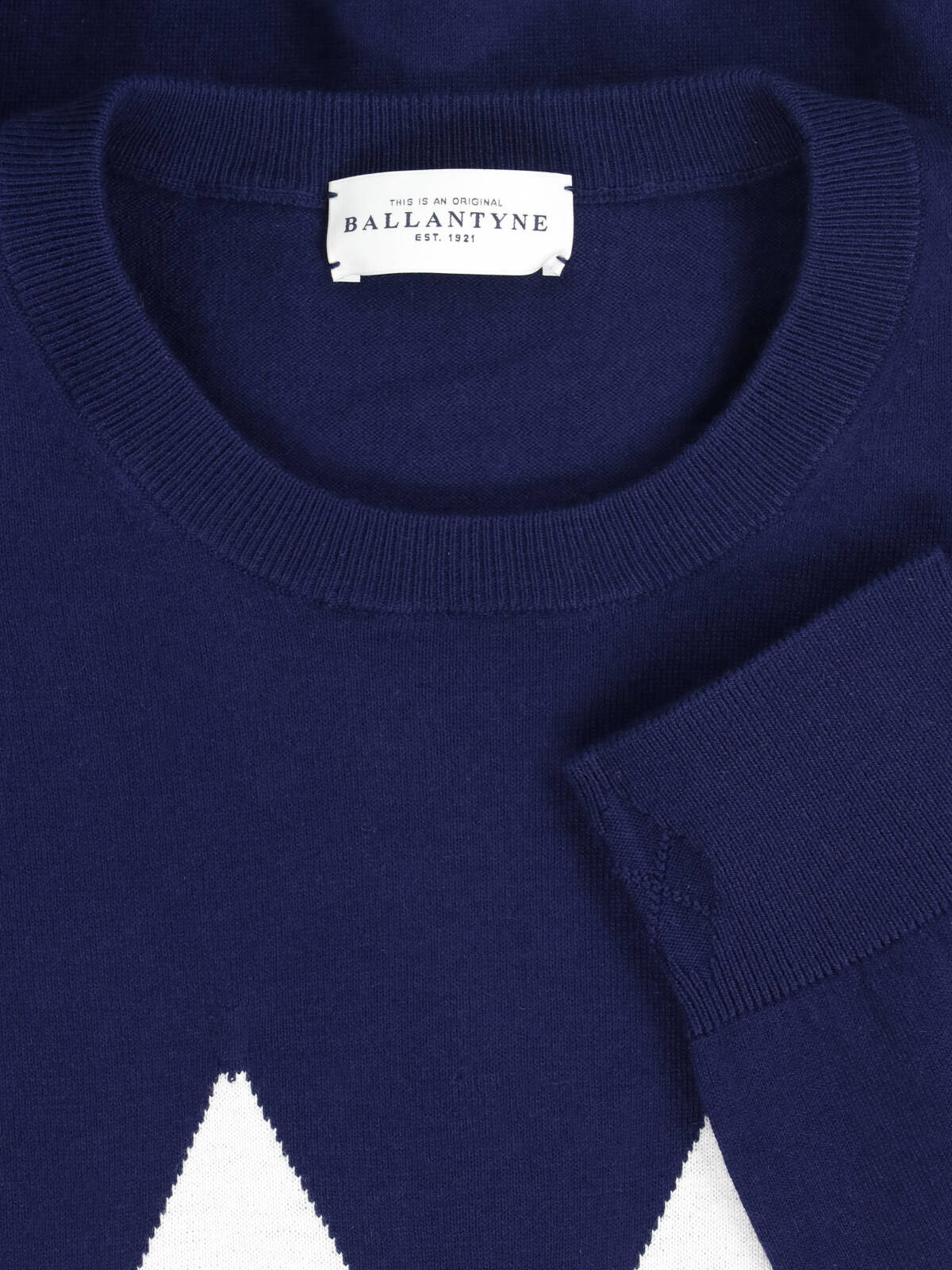 Navy Argyle Front Solid Back Sweater