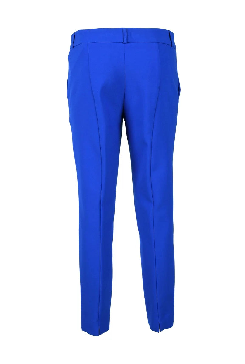 Tailored Blue Trousers with Mid-Rise Waist