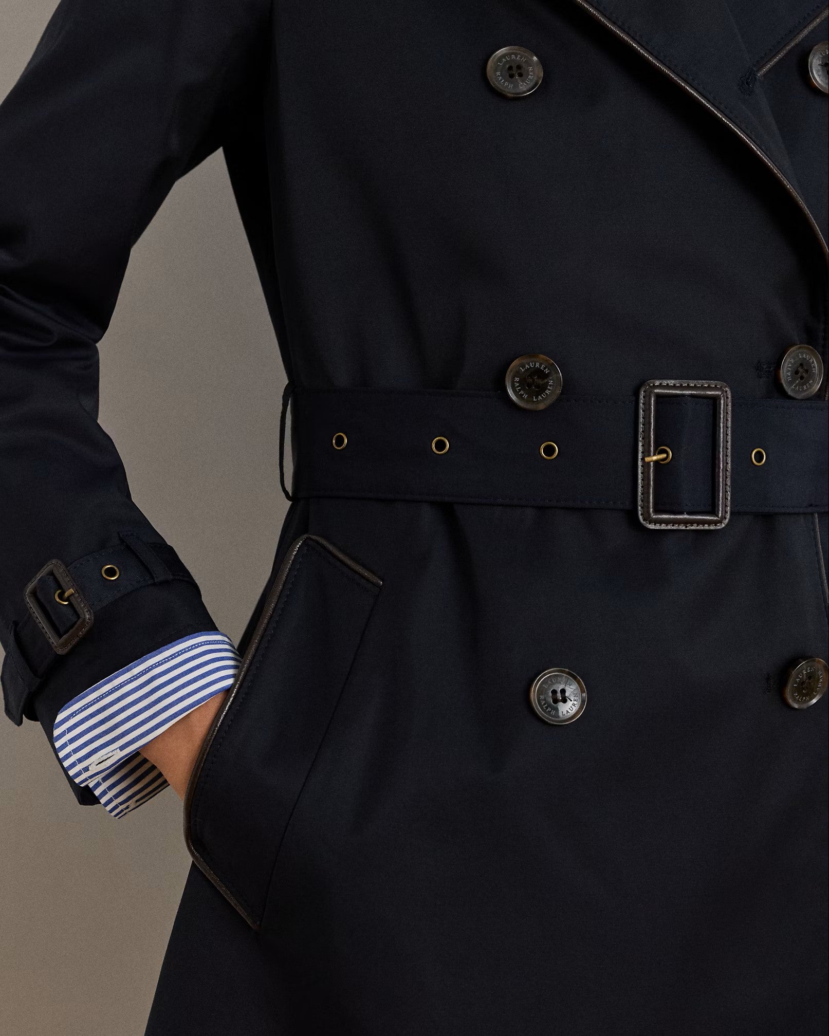 Navy Blue Lined Trench Coat