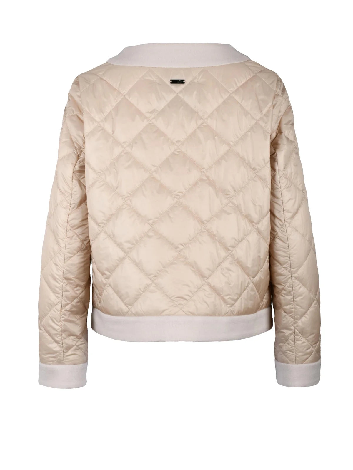 Beige Padded Wool Blend Zip-Up Coat