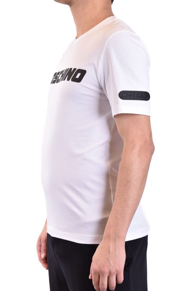 White Logo Print Cotton T-Shirt