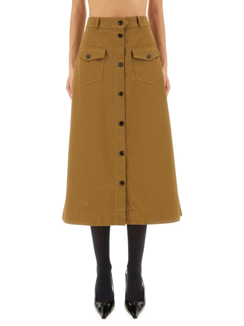 Structured A-Line Midi Skirt