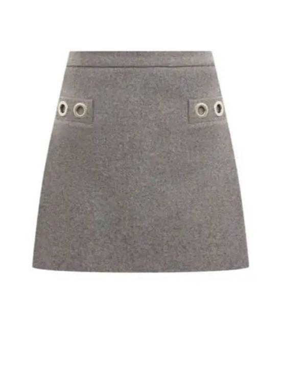 Tailored Midi Skirt With Decorative Eyelet Details
