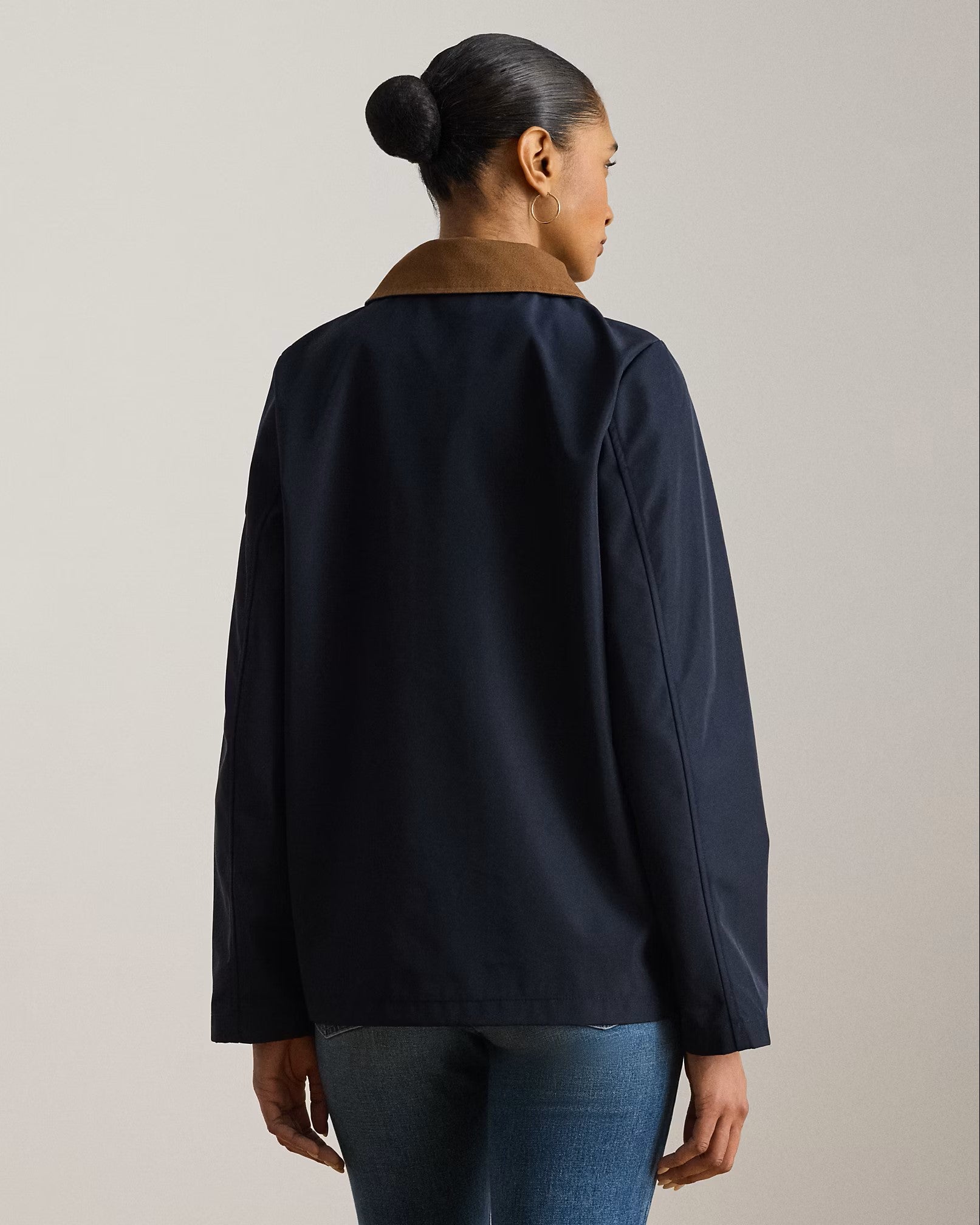 Navy Blue Bonded Rain Unlined Coat