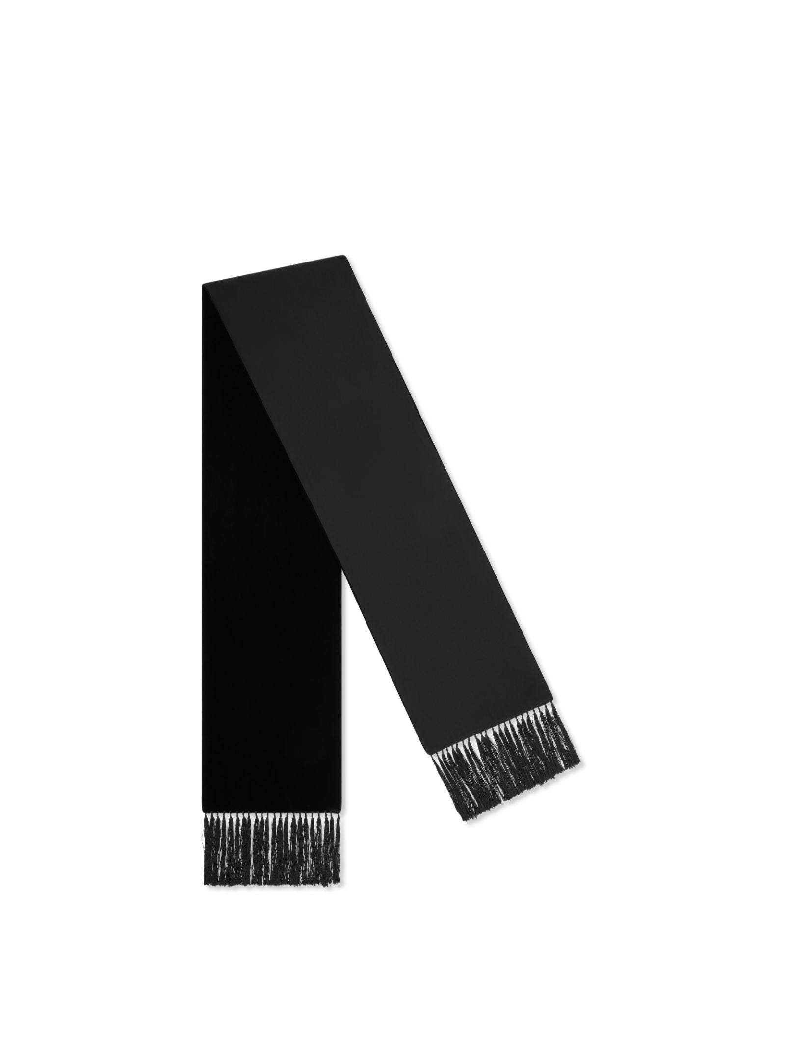 Rectangular Black Scarf With Tone-On-Tone Fringed Edges
