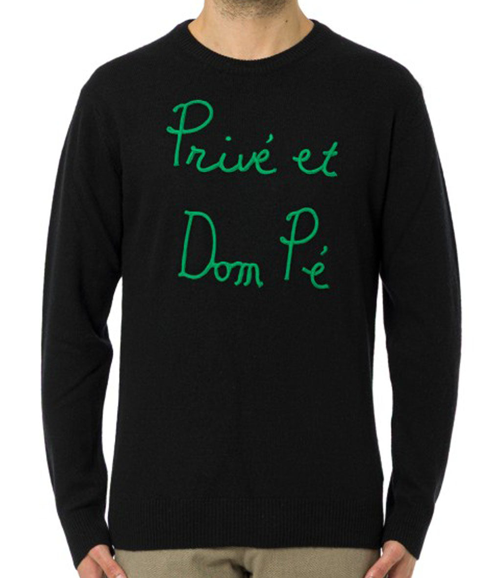 Prive Et Dompe 00 Emb Black Crewneck Sweater