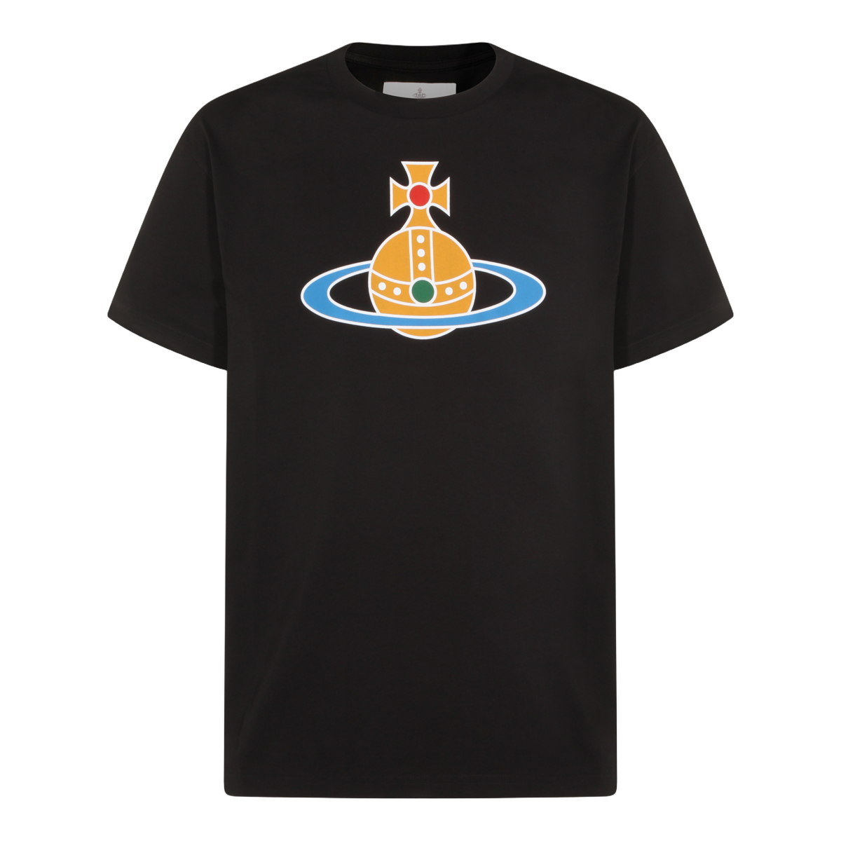 Black Short-Sleeve T-Shirt with Graphic Emblem