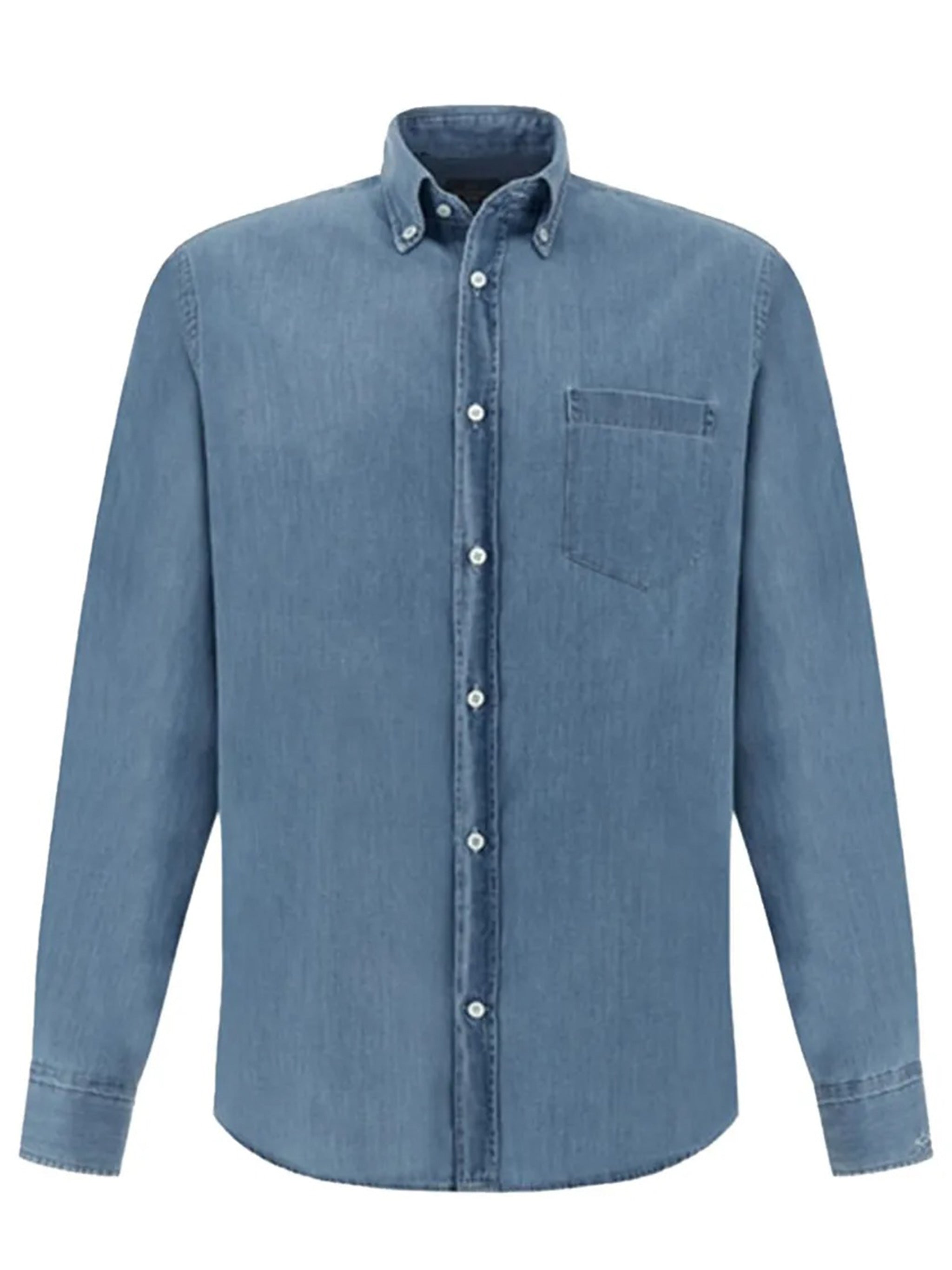 Blue Button Down Faded Denim Shirt
