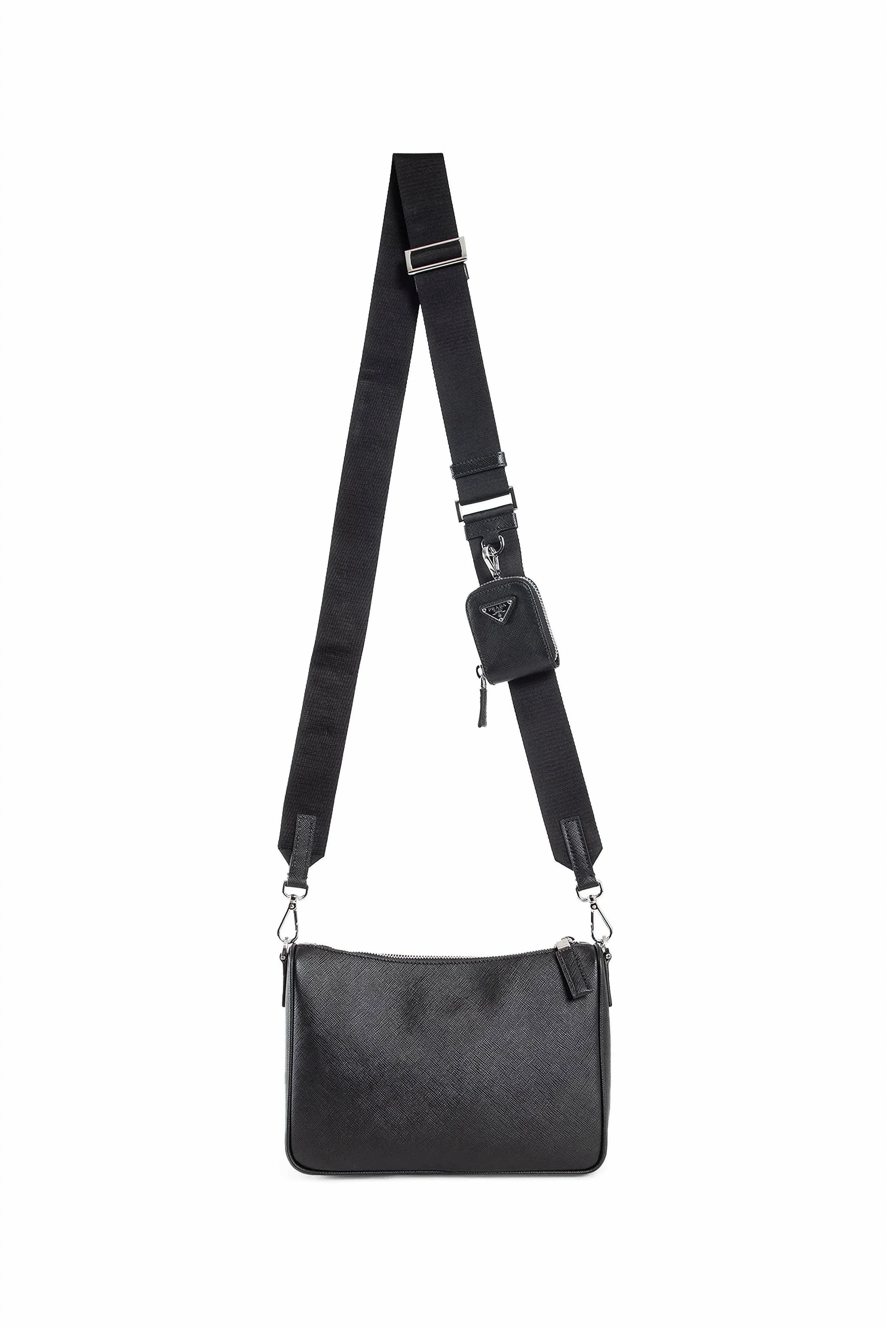 Textured Calf Leather Shoulder Bag with Detachable Strap