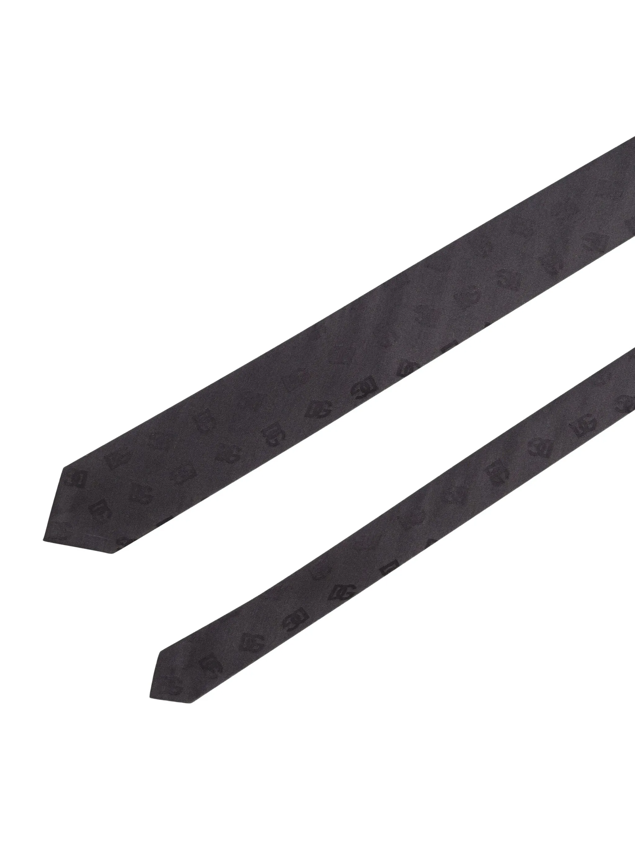 Slim Black DG Jacquard Silk Tie