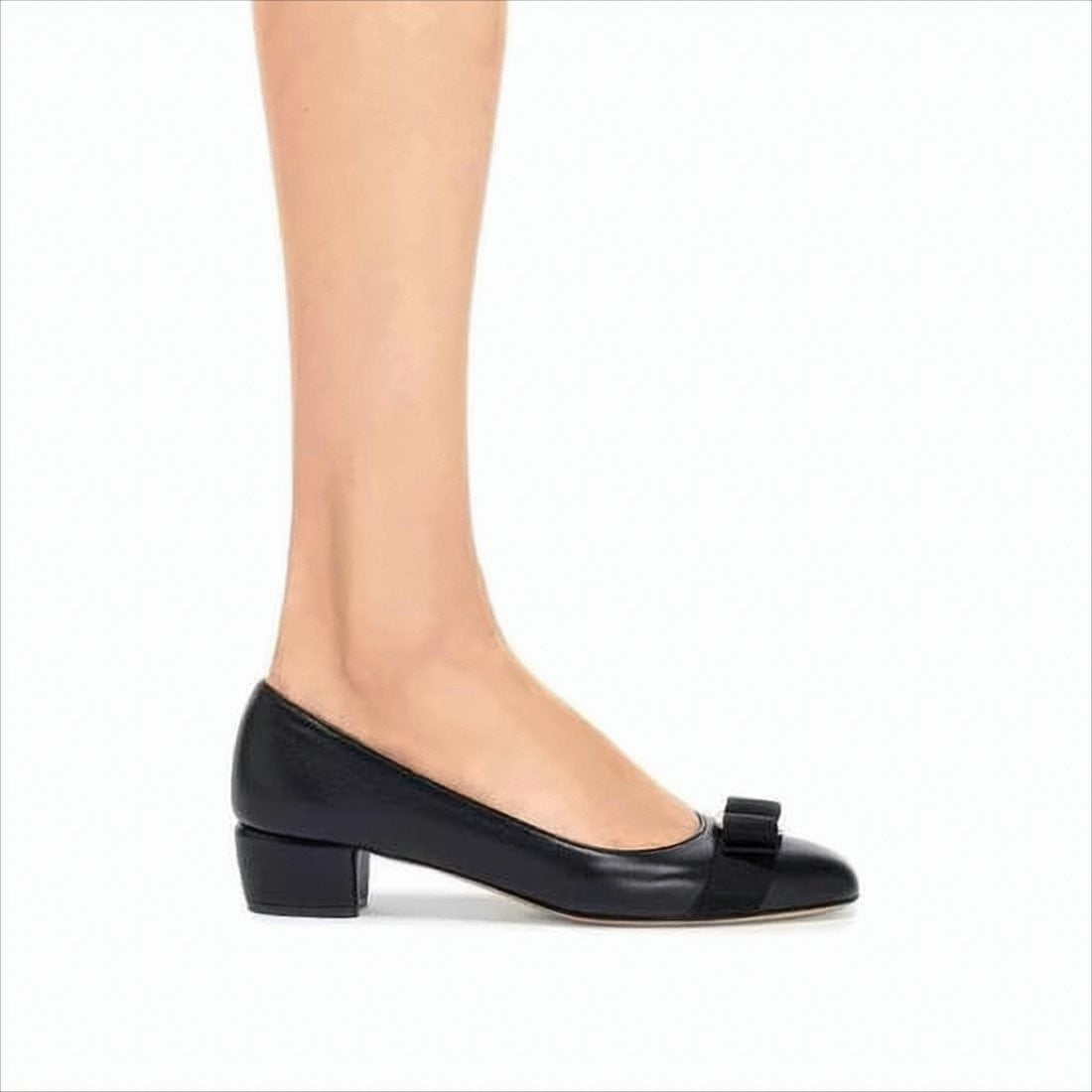 Low-Heeled Calf Leather Pumps