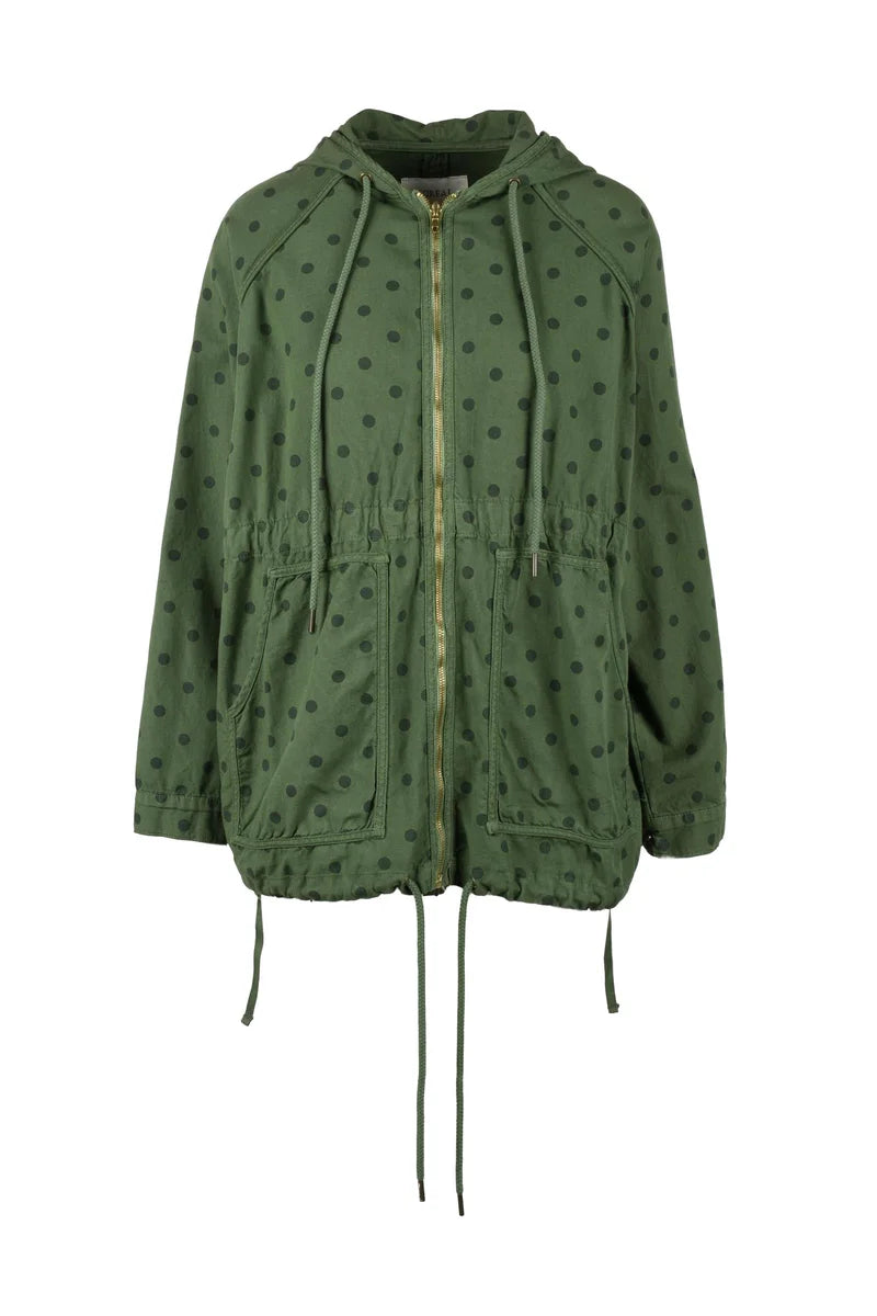 Relaxed-Fit Green Parka with Adjustable Features