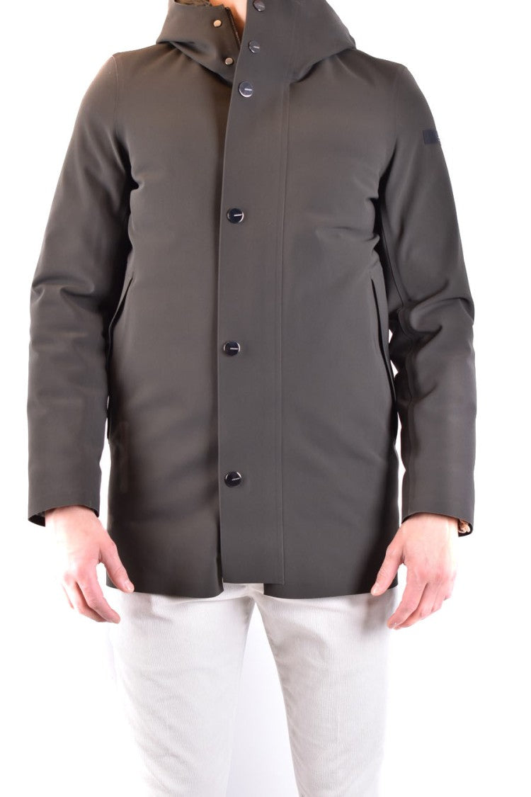 Matte Finish Green Down Jacket With Hood