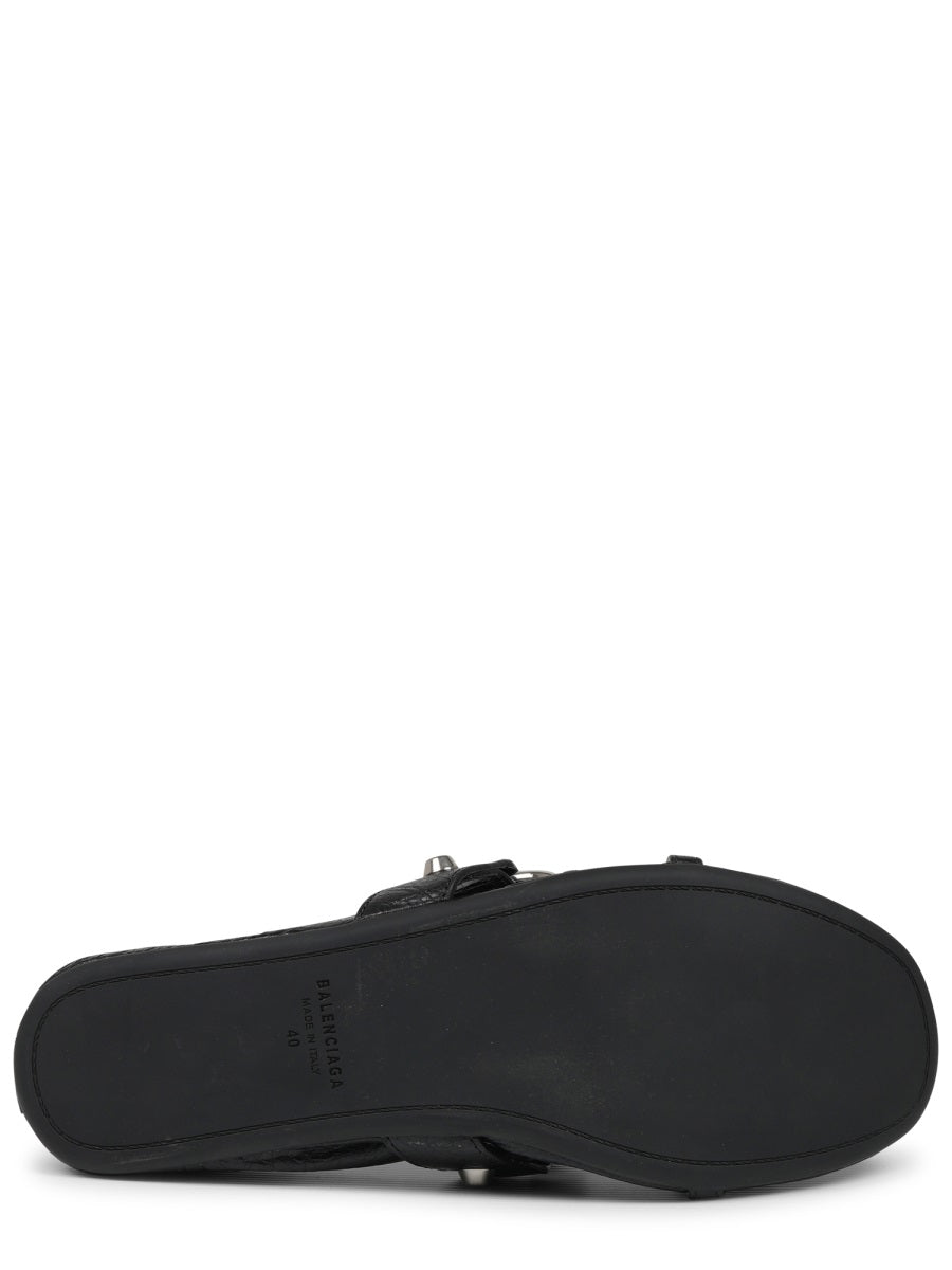 Ballerina Flats In Textured Lambskin With Silver Accents