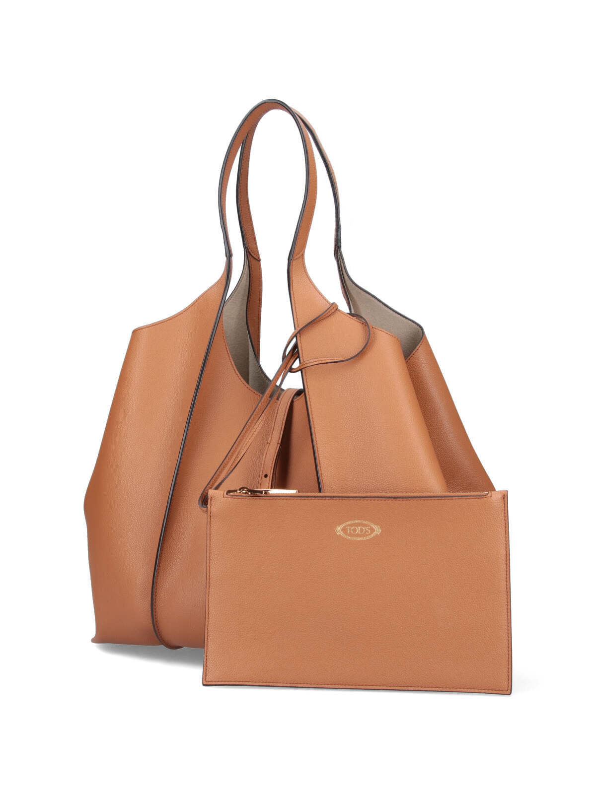 Spacious Hammered Calf Leather Tote Bag