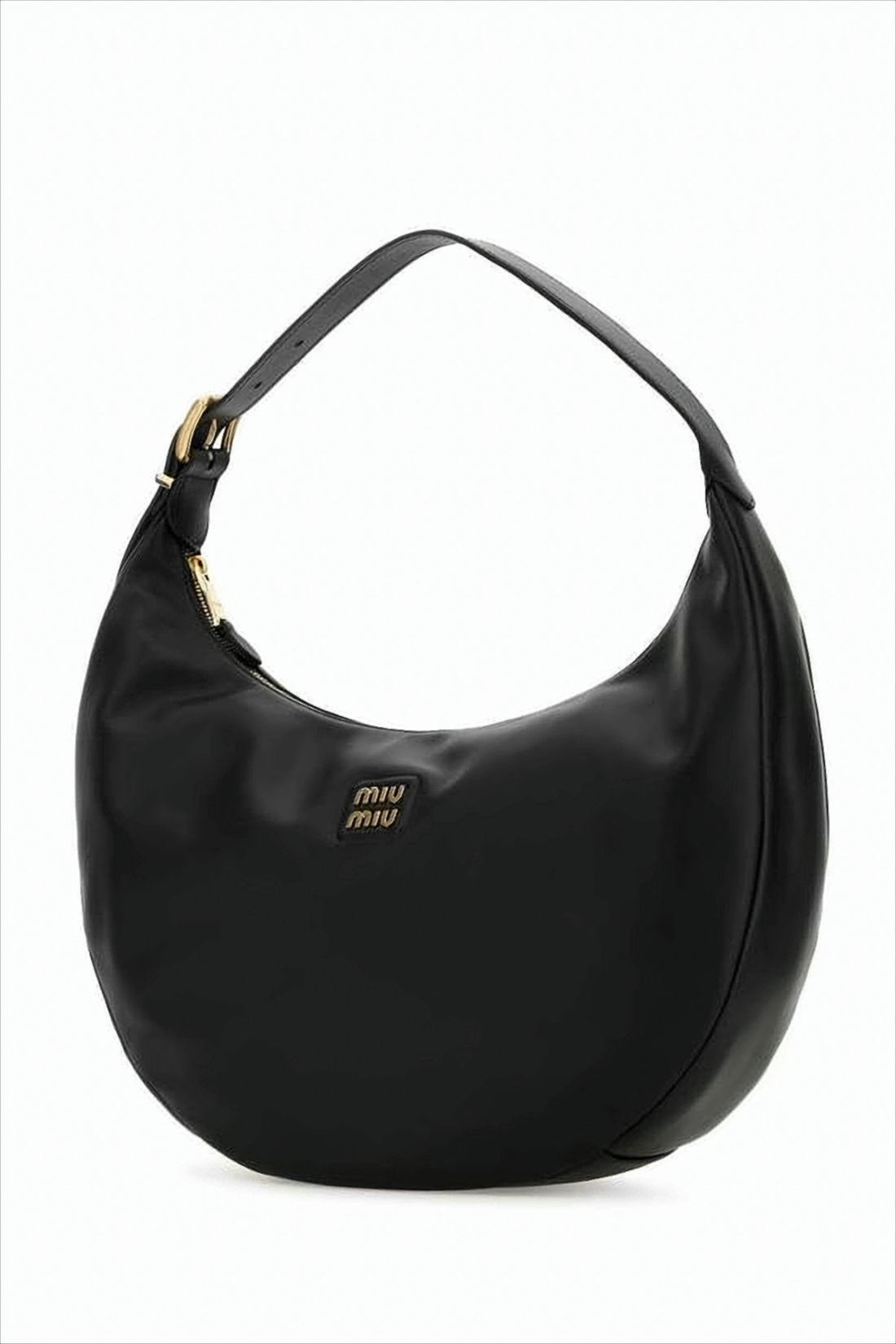 Crescent-Shaped Calf Leather Shoulder Bag