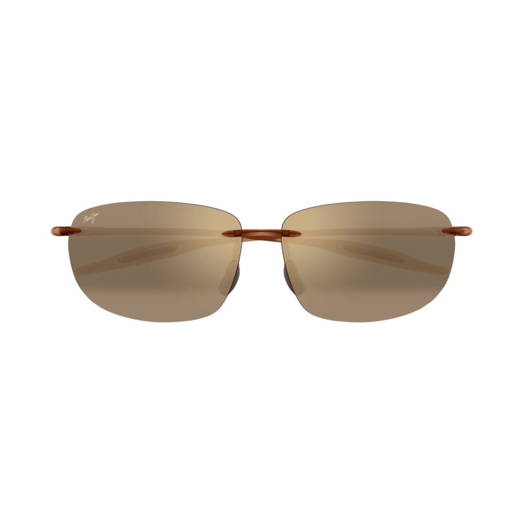 Breakwall Rimless Sunglasses with Rectangular Brown-Tinted Lenses